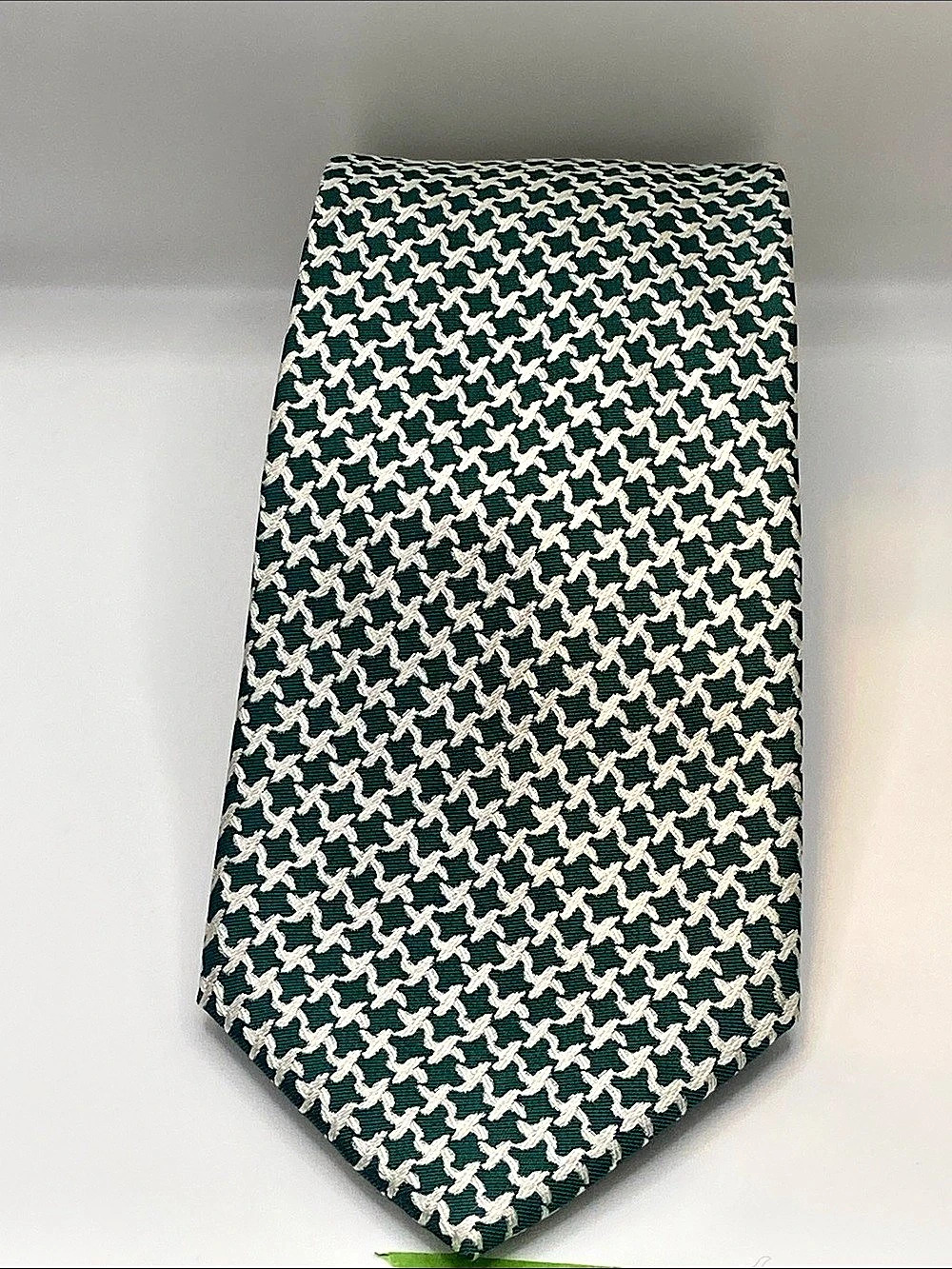 EMANI Uomo Geometric Tie in Green & White